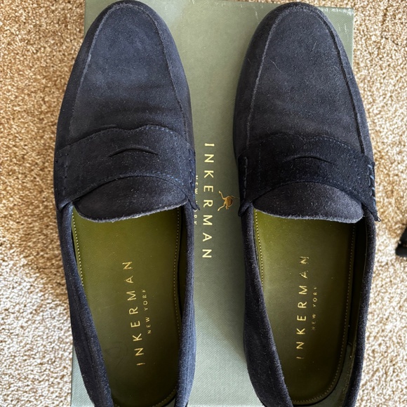 Inkerman men's navy suede penny loafers, size 11 - Picture 4 of 5